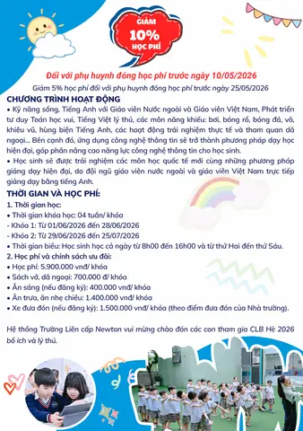 Câu Lạc Bộ Hè Cho Bé: Chọn Hoạt Động, Kỹ Năng & Trải Nghiệm Tốt Nhất 2026 Câu Lạc Bộ Hè Cho Bé: Chọn Hoạt Động, Kỹ Năng & Trải Nghiệm Tốt Nhất 2026
