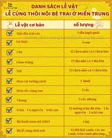 Mâm Cúng Thôi Nôi Bé Trai Miền Trung: Chi Tiết Lễ Vật, Ý Nghĩa Và Cách Chuẩn Bị Chuẩn